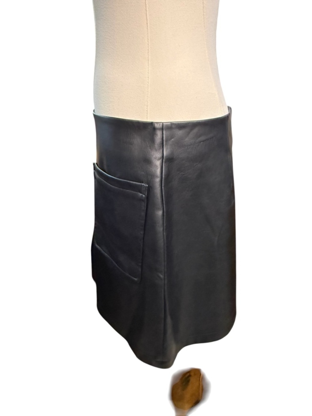 Maeve by Anthropologie Black Faux Leather A Line Mini Skirt Size M - Picture 2 of 14